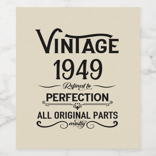 Gepersonaliseerde  75e verjaardagscadeaus zwart wijn etiket (Enkel label)