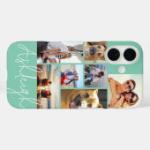 Gepersonaliseerde 7 Foto Collage Turquoise Custom Case-Mate iPhone Case (Achterkant (horizontaal))