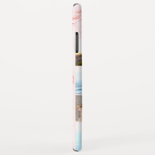 Gepersonaliseerde 7 fotocollage op roze marmer Case-Mate iPhone case (Achterkant/rechts)