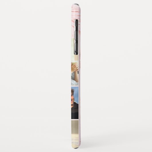 Gepersonaliseerde 7 fotocollage op roze marmer Case-Mate iPhone case (Achterkant/links)