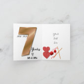 Gepersonaliseerde 7 jaar bruiloft Jubileum Kaart (Binnen)