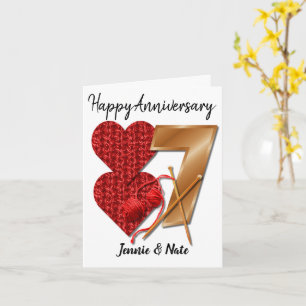Gepersonaliseerde 7 jaar bruiloft Jubileum Kaart