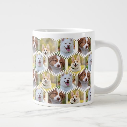 Gepersonaliseerde 7 Photo Collage Hexagon Coffee M Grote Koffiekop (Rechts)