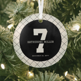 Gepersonaliseerde 7e verjaardag Modern en Elegant Glas Ornament