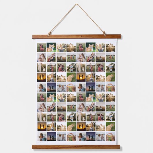 Gepersonaliseerde 80 Fotocollage Hangend Wandkleed (Voorkant)