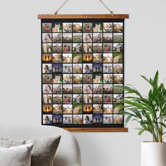 Gepersonaliseerde 80 Fotocollage Hangend Wandkleed