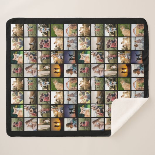 Gepersonaliseerde 80 Fotocollage Sherpa Deken (Voorkant (horizontaal))