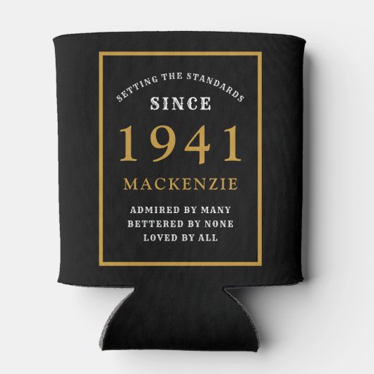 Gepersonaliseerde 80e verjaardag 1941 Elegant Blac Blikjeskoeler (Achterkant)