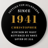Gepersonaliseerde 80e verjaardag 1941 Elegant Blac Ronde Button 6,0 Cm (Voorkant)