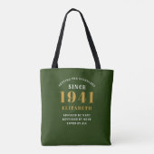Gepersonaliseerde 80e verjaardag 1941 Elegant Chic Tote Bag (Achterkant)
