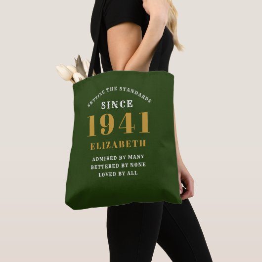 Gepersonaliseerde 80e verjaardag 1941 Elegant Chic Tote Bag (Dichtbij)