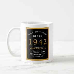 Gepersonaliseerde 80e verjaardag 1942 Elegant Blac Koffiemok