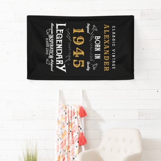 Gepersonaliseerde 80e Verjaardag Geboren 1945  Zwa Spandoek (Insitu)