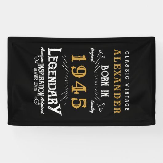 Gepersonaliseerde 80e Verjaardag Geboren 1945  Zwa Spandoek (Horizontaal)