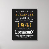 Gepersonaliseerde 80e verjaardag Geboren in 1941   Canvas Afdruk (Voorkant)