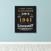 Gepersonaliseerde 80e verjaardag Geboren in 1941   Canvas Afdruk (Insitu (Houten vloer))