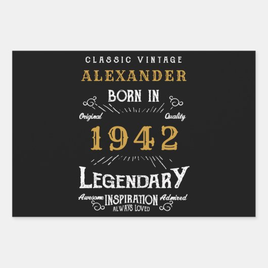 Gepersonaliseerde 80e verjaardag Geboren in 1942   Inpakpapier Vel (Voorkant)