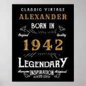 Gepersonaliseerde 80e verjaardag Geboren in 1942   Poster (Voorkant)