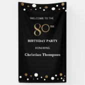 Gepersonaliseerde 80e verjaardag Gold en zwarte Co Spandoek (Verticaal)