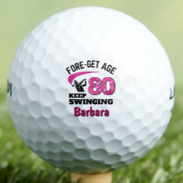 Gepersonaliseerde 80e verjaardag – Pink Fore-get L Golfballen