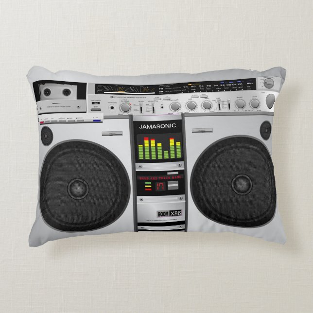 Gepersonaliseerde 80's Retro Boombox Kussen (Voorkant)