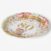 Gepersonaliseerde 80ste verjaardag Borden Boho Wat Papieren Bordje (Gekanteld)