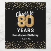 Gepersonaliseerde 80ste verjaardag wijn etiket (Enkel label)