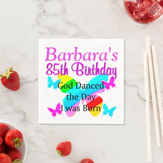 GEPERSONALISEERDE 85E VLINDER VERJAARDAG SERVETTEN (Insitu)