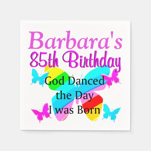 GEPERSONALISEERDE 85E VLINDER VERJAARDAG SERVETTEN (Voorkant)