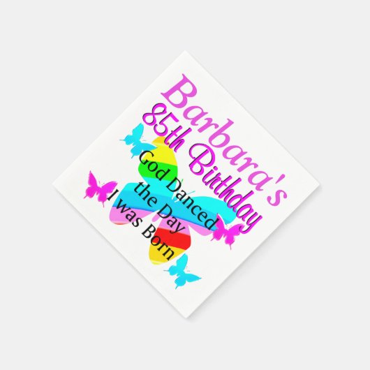 GEPERSONALISEERDE 85E VLINDER VERJAARDAG SERVETTEN (Hoek)