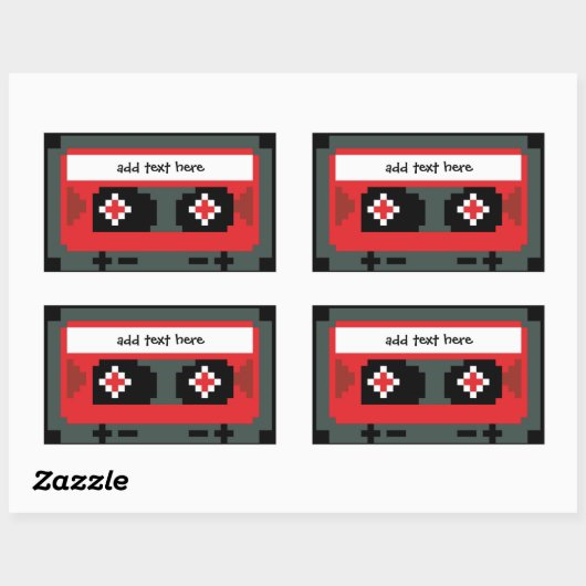 Gepersonaliseerde 8 bit cassette tape stickers (Vel)