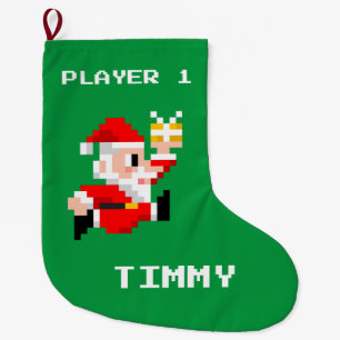Gepersonaliseerde 8-bit Kerstman Kerstkous Grote Kerstsok