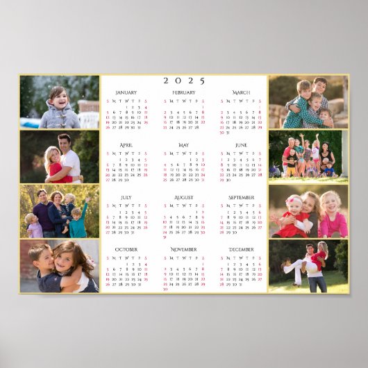 Gepersonaliseerde 8 Family Photo Collage 2025 Kale Poster (Voorkant)