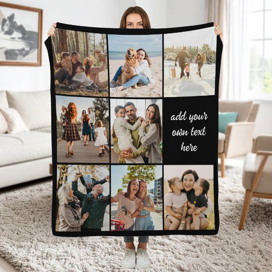 Gepersonaliseerde 8 foto collage fleece deken