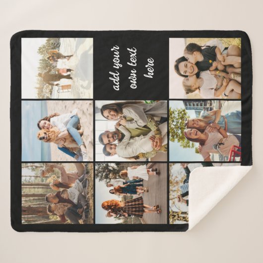 Gepersonaliseerde 8 foto collage Sherpa deken (Voorkant (horizontaal))