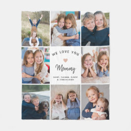 Gepersonaliseerde 8-foto Collage voor Mama White Fleece Deken