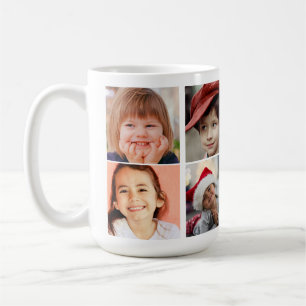 "Gepersonaliseerde 8 Fotogrid Collage Wit Koffiemok