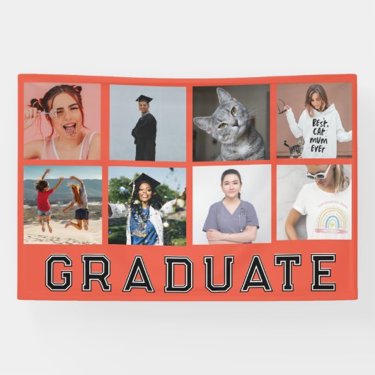 Gepersonaliseerde 8 foto's Afstuderen Afstuderen p Spandoek (Horizontaal)