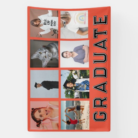 Gepersonaliseerde 8 foto's Afstuderen Afstuderen p Spandoek (Verticaal)