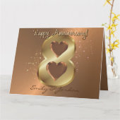 Gepersonaliseerde 8 jaar Bronzen bruiloft Jubileum Kaart (Gele Bloem)