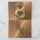 Gepersonaliseerde 8 jaar Bronzen bruiloft Jubileum Kaart (Binnen)