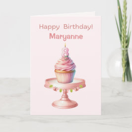 Gepersonaliseerde 8e Verjaardag Cupcake Kaart