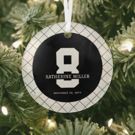 Gepersonaliseerde 8e verjaardag Modern en Elegant Glas Ornament