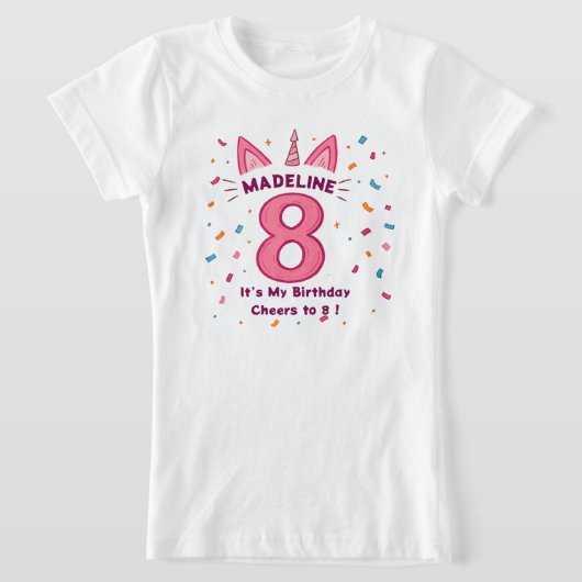 Gepersonaliseerde 8e verjaardag Shirt voor meisjes (Laagn)