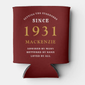 Gepersonaliseerde 90e verjaardag 1931 Red Gold Hug Blikjeskoeler (Voorkant)