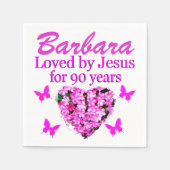  GEPERSONALISEERDE 90E VERJAARDAG BLOEMEN SERVETTE SERVETTEN (Voorkant)