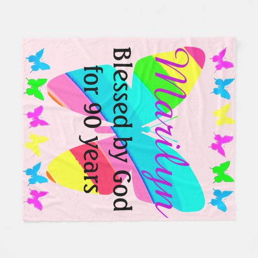  GEPERSONALISEERDE 90E VERJAARDAG CUSTOM BLANKET FLEECE DEKEN (Voorkant (Horizontaal))