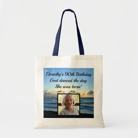  GEPERSONALISEERDE 90E VERJAARDAG FOTO TOTE BAG (Voorkant)