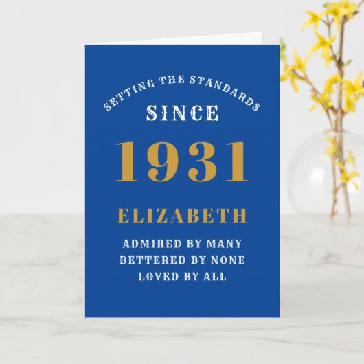 Gepersonaliseerde 90e verjaardag Geboren 1931 Blau Kaart (Gele Bloem)