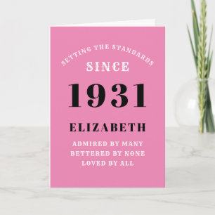 Gepersonaliseerde 90e verjaardag Geboren 1931 Roze Kaart